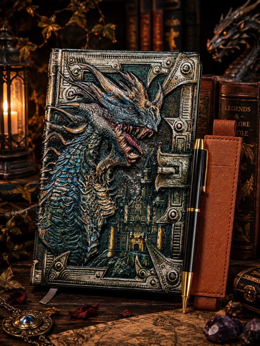 🐉 3D EMBOSSED DRAGON JOURNAL & PEN SET — NEW WITH TAGS - 2 Available